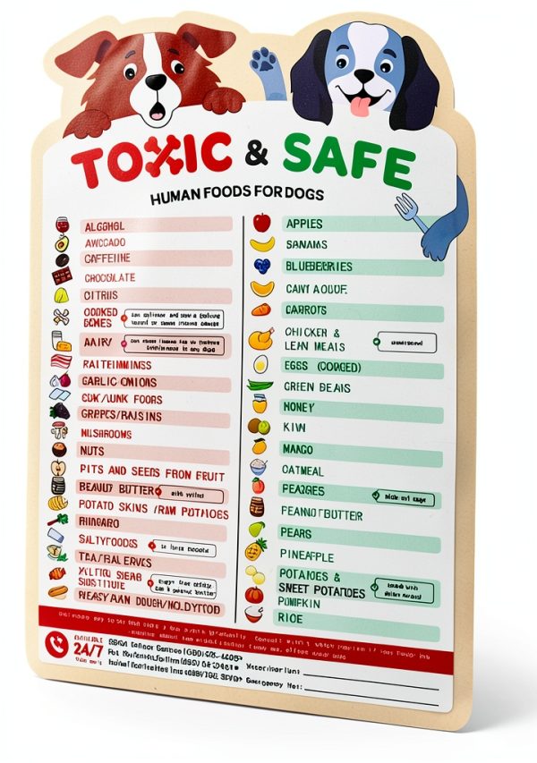 Magnetic List of Foods Dogs Can & Can't Eat Chart - New Puppy Essentials Shopping List, Puppy Feeding Schedule Chart, Cute Whiteboard Fridge Magnet - Pet Safety (9.75" x 6.75")-0
