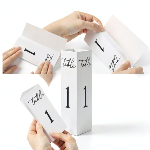 Maitys Trifold Wedding Table Numbers 1-20 Paper Table Number Cards Black and White Freestanding Numbers for Wedding Parties and Events Reception Decorations(Black)-5