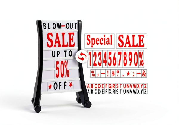 24"x39" Changeable Message Board Sidewalk Sign, Standard Portable A-Frame Sign & Letter Kit for Outdoor,Business, Large Black Standing Frame with Wheels, Water-Fillable and Wind-Resistant-4
