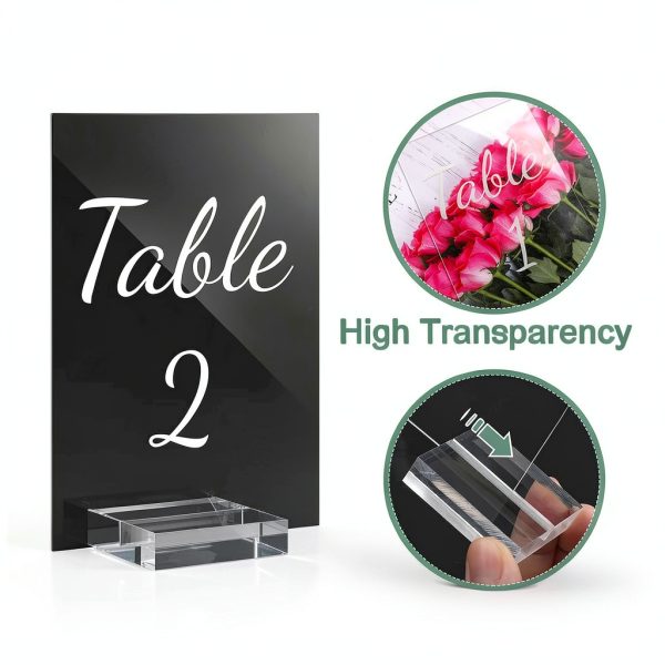 Tuanse 40 Pack White Acrylic Wedding Table Numbers 4x6 with Stands-1