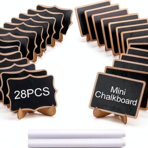 Mini Chalkboard Signs XKDOUS 28-Piece Set with Easel Stand Wood-0