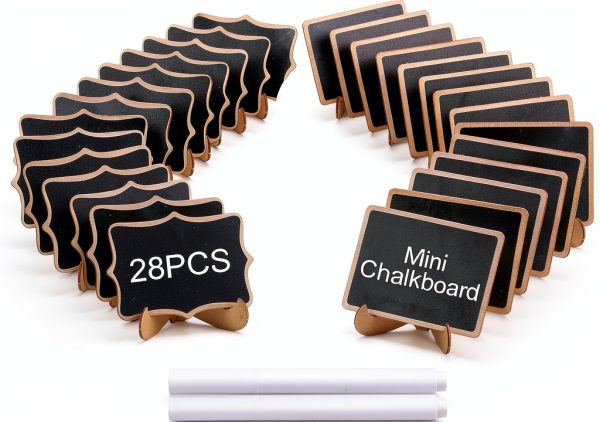 Mini Chalkboard Signs XKDOUS 28-Piece Set with Easel Stand Wood-0
